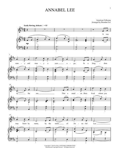 Traditional Folksong Annabel Lee Sheet Music Pdf Notes Chords Folk Score Lead Sheet Fake