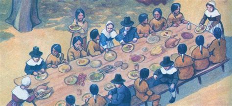 Thanksgiving Pilgrims And Indians First Ever Meal 1621 1 First Thanksgiving Pilgrims And