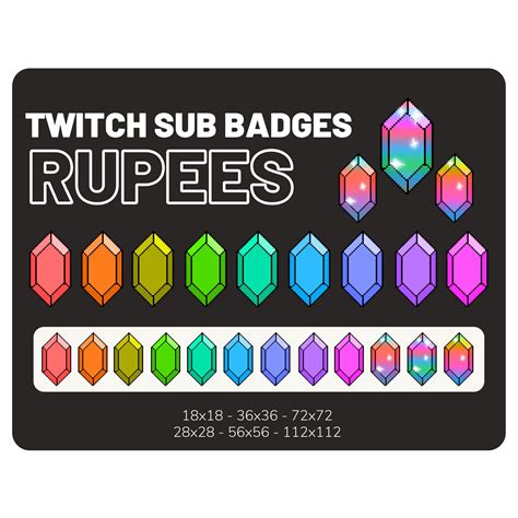 Twitch Sub Badges Twitch Emotes X Rupee Bit Badge Gems Etsy