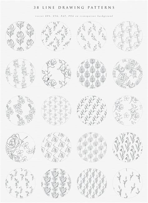38 Line Drawing Floral Patterns Collection Of Elegant Hand Drawn