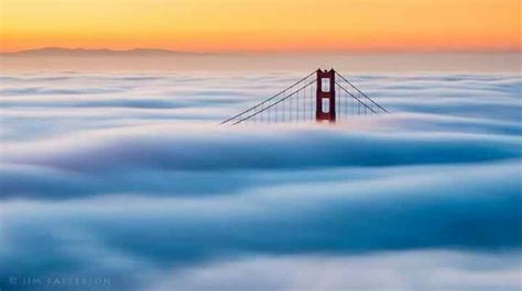 Golden Gate Bridge From The Clouds Fog Photography Best Landscape