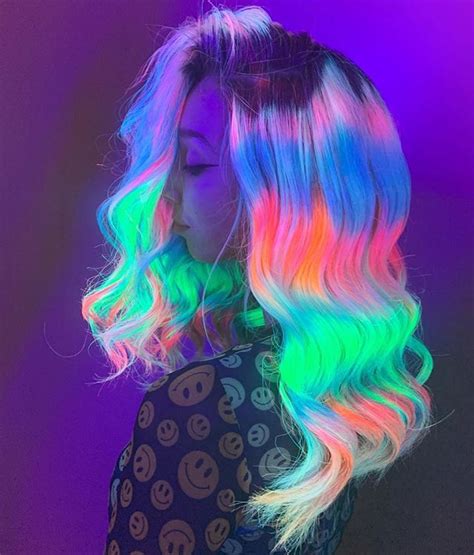 Rainbow Glow In The Dark Hair Nealmhair Beauty Trends Glow Hair