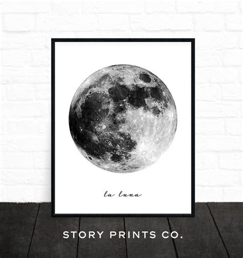 Moon Print Moon Poster La Luna Moon Printable Nursery Etsy