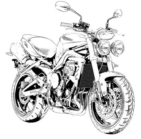 2011 Triumph Street Triple Black And White Motorcycle Drawing By