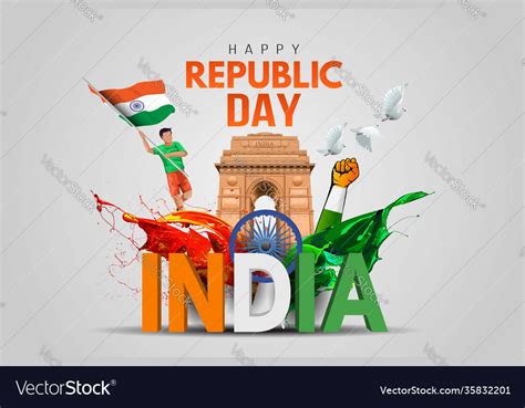 Indian Republic Day Celebrations With 26th Vector Image