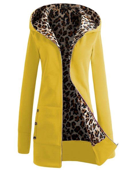 Zipper Leopard Print Casual Hoodie Coat Clothing Hoodie Leopard
