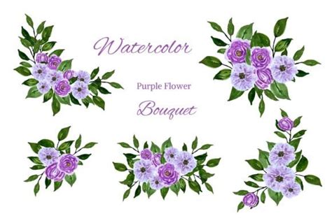 watercolor purple floral bouquet graphic by justnaturephoto shop · creative fabrica