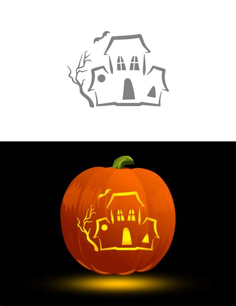 Printable Creepy Haunted House Pumpkin Stencil Pumpkin Stencils Free