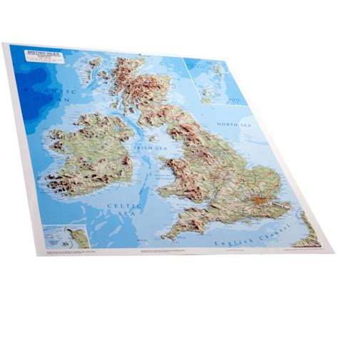 British Isles Physical Features Wall Map Ordnance Survey Shop