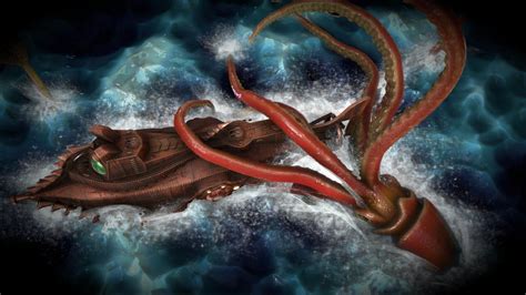 Giant Squid Versus Nautilus By Giobiancofb Giant Squid Nautilus