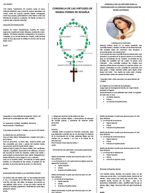 Triptico Coronilla De Las Virtudes De Maria Pdf Oración María