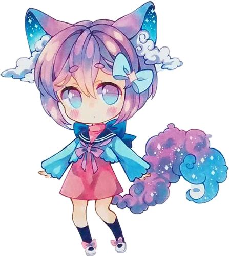 Chini Chibigirl Wolfgirl Sky Galaxy Rainbow Anime Chibi