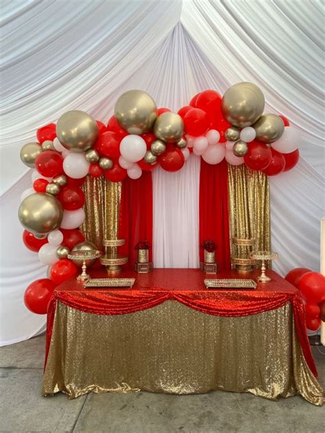 Red, Gold, and White Balloon Garland for a Stunning Birthday Party