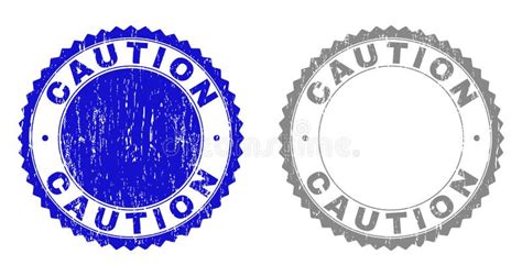 Grunge Caution Textured Stamp Seals Stock Vector Illustration Of