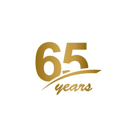65 Years Anniversary Elegant Gold Line Celebration Vector Template