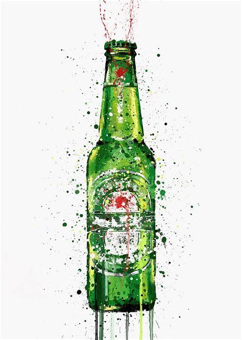 Poster Heineken Bottle Watercolor Aquarel Etsy Beer Art Print Wall