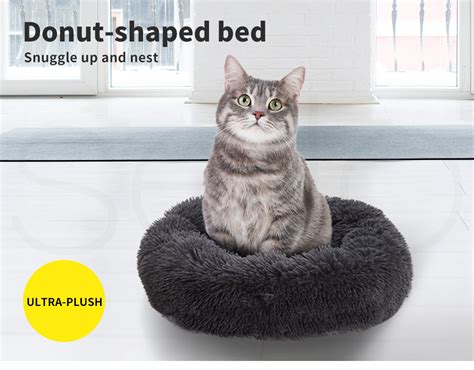For mature cats, getting in and out of these kinds of beds may be problematic. PaWz Pet Bed Dog Cat Calming Bed Round Nest Soft Plush ...