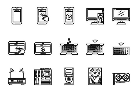 Computer And Technology Devices Icons 963961 Vector Art At Vecteezy