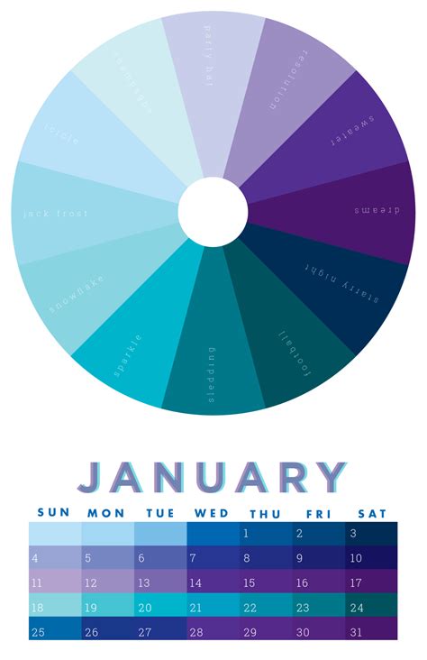 Based On A Designers Color Wheel This Wall Calendar Labels A Unique