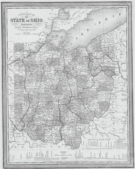 1850 Historical Map Of Ohio In Black And White Photograph By Toby