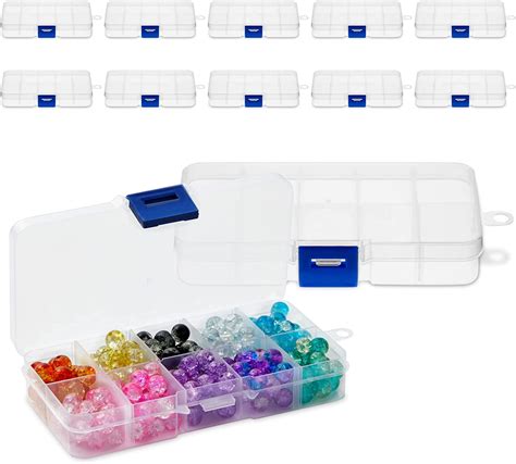 Clear Jewelry Box 12 Pack Plastic Bead Storage Container Earrings