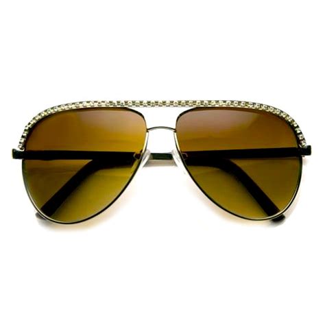rhinestones womens aviator metal sunglasses emblem eyewear