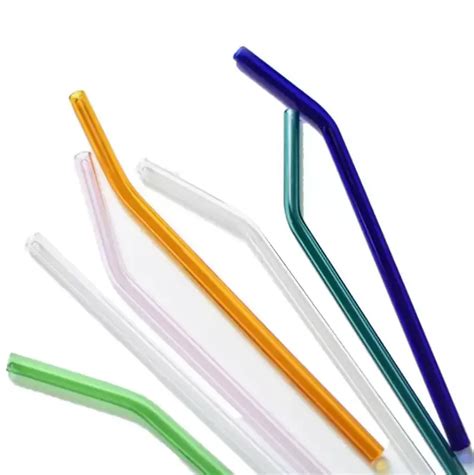 20cm reusable eco borosilicate glass drinking straws clear colored bent straight milk cocktail