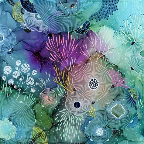 Artist Paints Biomorphic Universes Bursting With Colorful Flora And Fauna