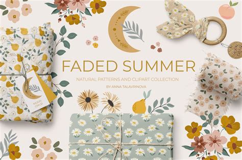 Faded Summer Natural Pattern Clipart Design Cuts