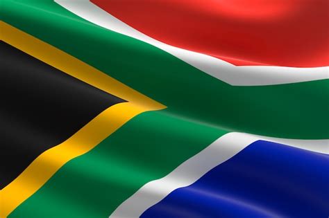 bandera de sudáfrica ilustración 3d de la bandera sudafricana ondeando foto premium