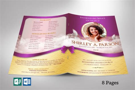 Purple Ribbon Funeral Program Word Graphic By Michael Taylor · Creative