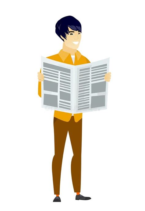 Business Man Reading Newspaper Vector Illustration Stock Vector