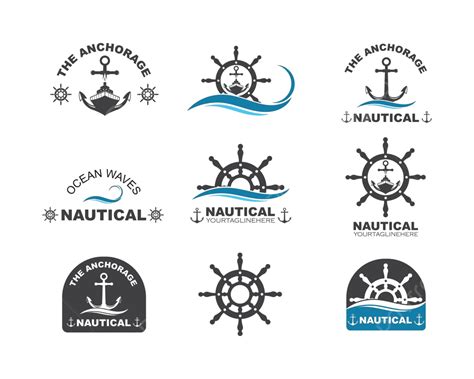 Vector Marítimo Logo Náutico Barco Dirección Icono Transporte Marina