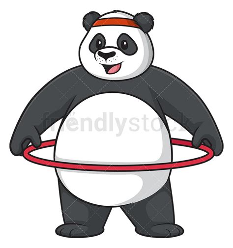 Panda Working Out With Hula Hoop Cartoon Clipart Vector Friendlystock