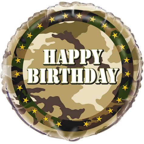 18 Foil Military Camo Happy Birthday Balloon