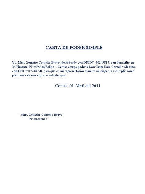 Carta De Poder Simple