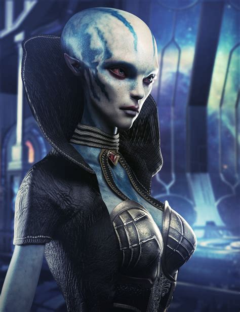 An Alien Woman With White Hair And Blue Eyes