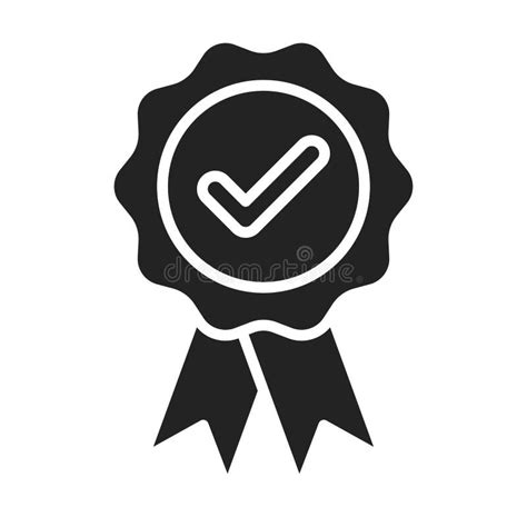 Approved Medal Reward Black Glyph Icon Successful Quality Concept