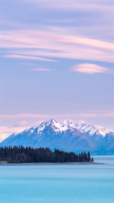 Wallpaper Lake Tekapo New Zealand Mountains Sky Clouds 8k Nature