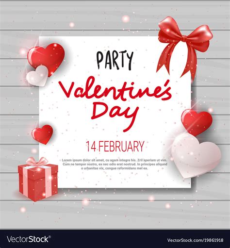 Valentines Day Party Invitation Template Flyer Vector Image