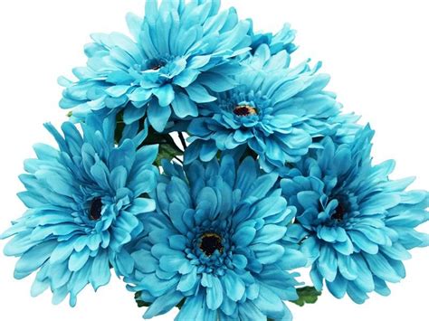 Turquoise Daisies 28 Gerbera Daisy Bush Artificial Flowers Wedding
