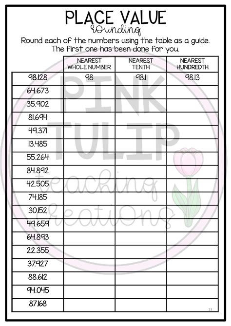 Place Value Worksheet With Decimals