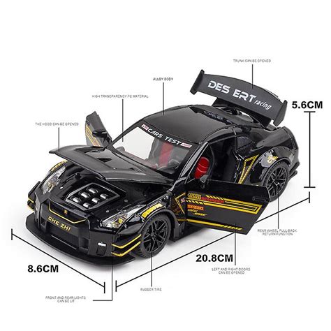 124 Skyline Ares Gtr R35 Coupe Diecasts And Toy Vehicles Alloy Metal Model Pull Back Sound Light