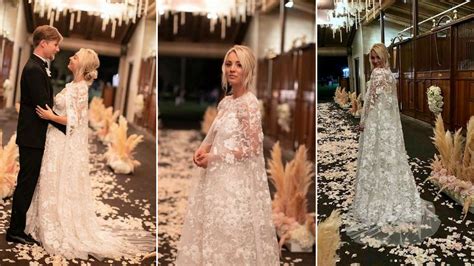All The Details Of Kaley Cuocos Custom Reem Acra Wedding Dress Harper S Bazaar Arabia
