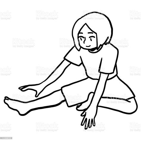 A Woman Who Spreads Her Legs And Stretches Her Legs Stock Illustration