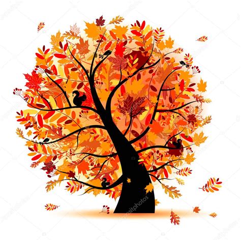 Beautiful Autumn Tree For Your Design — Stock Vector © Kudryashka 3847225