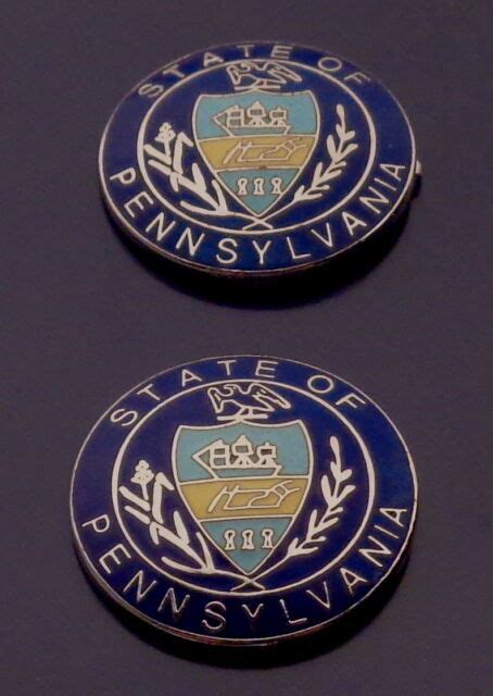 2 State Of Pennsylvania Collarlapel Pins Silver Pa Seal Policefire