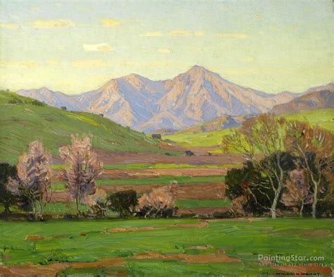 Verdant Landscape With Mountains Beyond Artwork By William Wendt Oil