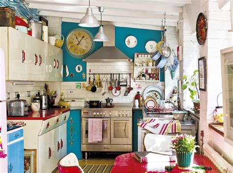 Red And Blue Retro Kitchen Interiors By Color