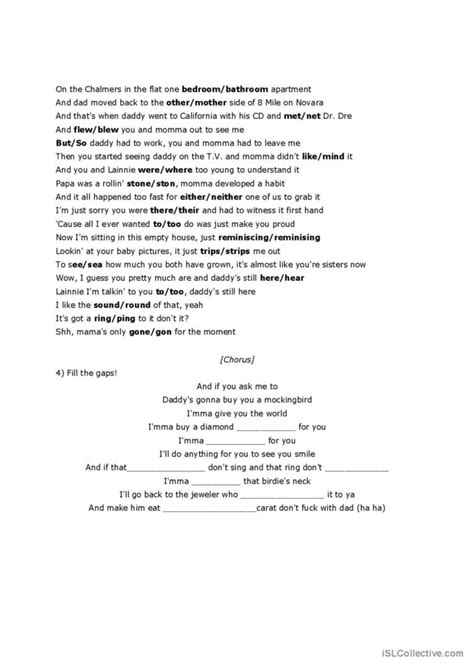 Mockingbird By Eminem Song And Nurse English ESL Worksheets Pdf Doc